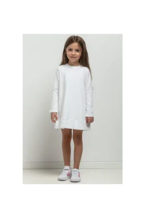 Rochie in A cu maneca lunga MMD36 - alb
