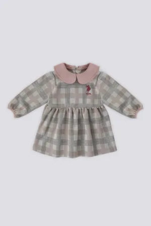Rochie in carouri cu guler Peter Pan