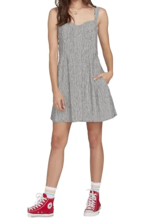 Rochie in dungi cu buzunare laterale -