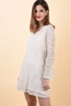 Rochie ivory cu croiala lejera din dantela