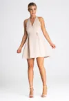 Rochie  jacheta fara maneci - bej - poliester -