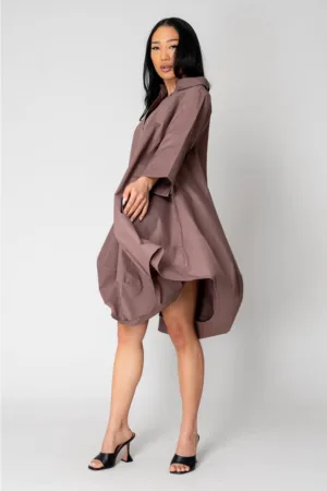 Rochie larga tip camasa Rose Dust 15537