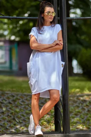 Rochie lejera cu maneci scurte si buzunare mari