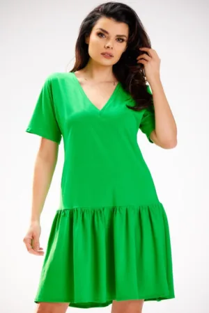 Rochie lejera - cu maneci scurte si volane