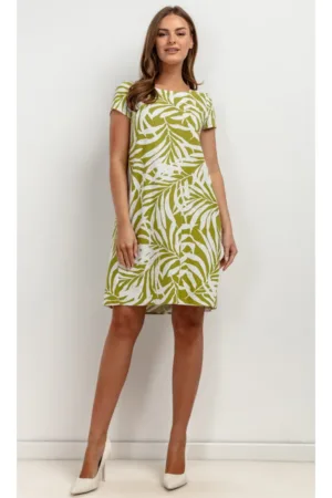Rochie lejera din amestec de in - cu imprimeu tropical