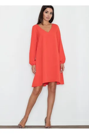 Rochie lejera - rosie - material delicat - decolteu ascutit - poliester viscoza