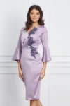 Rochie lila cu broderie din margele si paiete