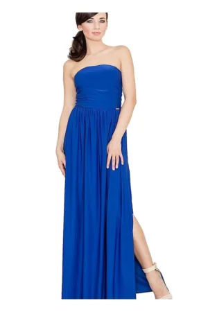 Rochie lunga - Poliester/Elastan - Albastru -