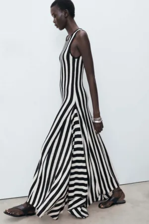 Rochie lunga asimetrica in dungi