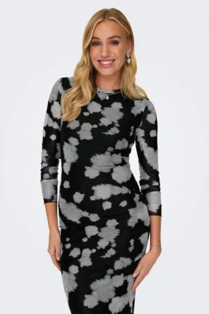 Rochie lunga cambrata cu imprimeu tie-dye