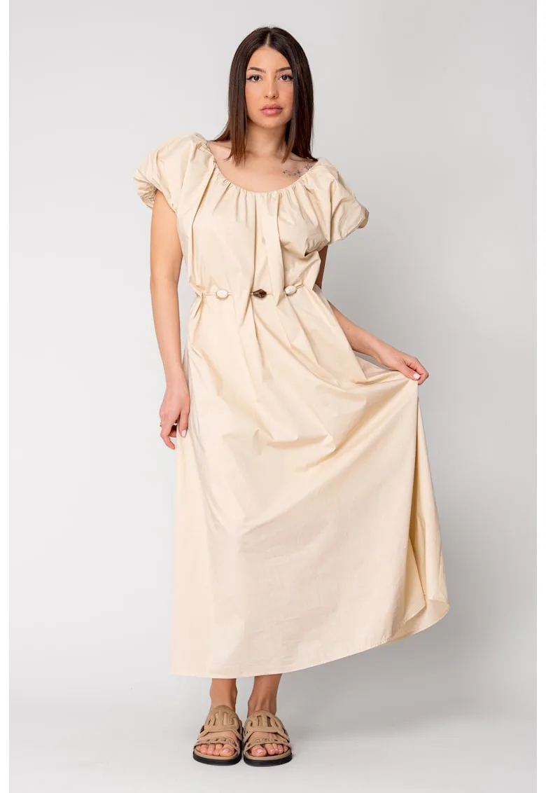 Rochie lunga cordon cu detalii ornamentale Beige 16346
