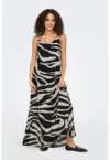 Rochie lunga cu animal print si decolteu in V