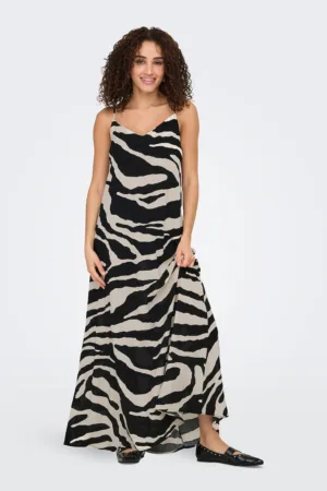 Rochie lunga cu animal print si decolteu in V