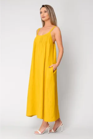 Rochie lunga cu bretele 100% IN - Mustard 16629