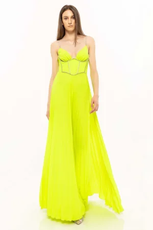 Rochie lunga cu bretele si slit lateral