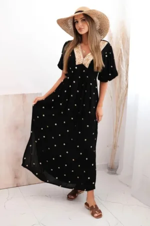 Rochie lunga cu broderie -
