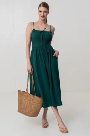 Rochie lunga cu buzunare laterale - fara maneci