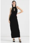 Rochie lunga cu decolteu halter