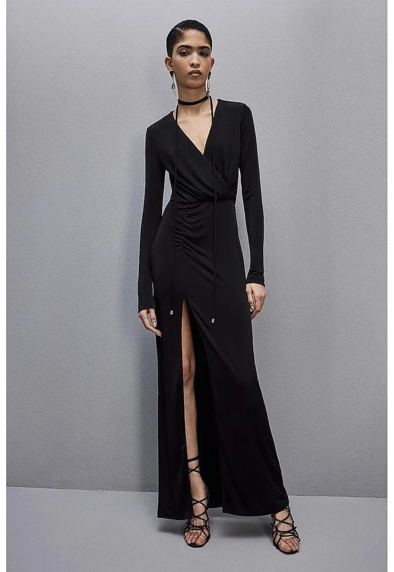 Rochie lunga cu decolteu in V si drapaje