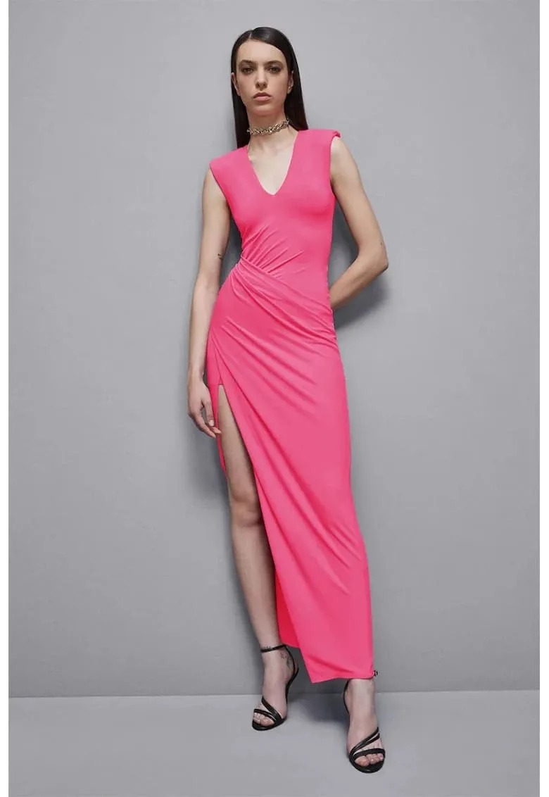 Rochie lunga cu drapaje laterale