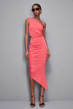 Rochie lunga cu drapaje si decupaj lateral