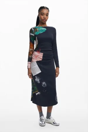 Rochie lunga cu fronseuri