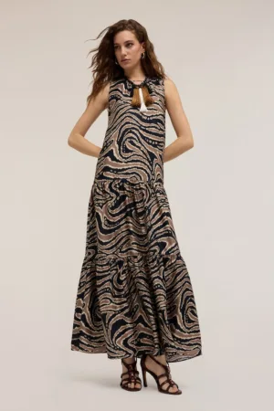 Rochie lunga cu imprimeu abstract