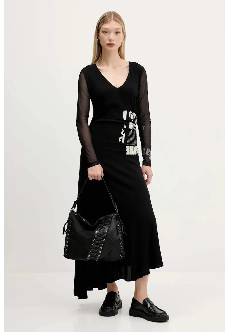 Rochie lunga cu maneci semi-transparente Posinew