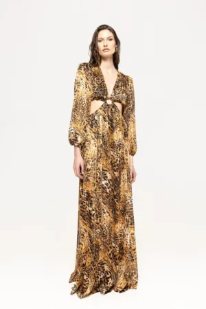 Rochie lunga cu model animal print