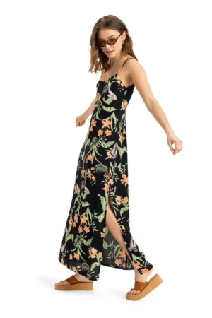 Rochie lunga cu model si slit lateral