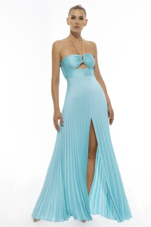 Rochie lunga cu pliuri si lant