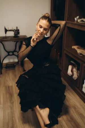 Rochie lunga cu volane