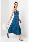 Rochie lunga de denim cu un cordon