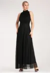 Rochie lunga de seara -  neagra - poliester -