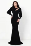 Rochie lunga de seara neagra tip sirena cu decupaj in zona bustului