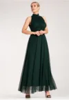 Rochie lunga de seara -  verde - poliester -