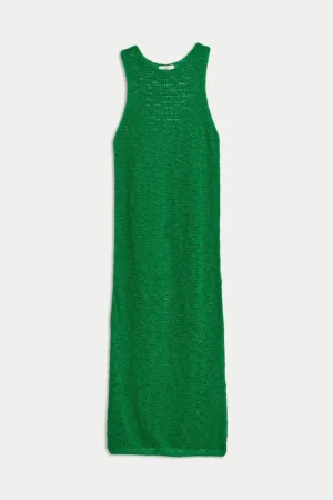 Rochie lunga din amestec de in cu aspect tricotat