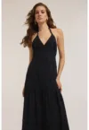 Rochie lunga din bumbac cu decolteu in V