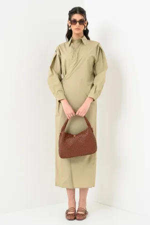 Rochie lunga din bumbac cu model petrecut