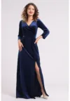 Rochie lunga din catifea cu slit lateral