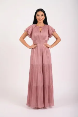 Rochie lunga din material plisat