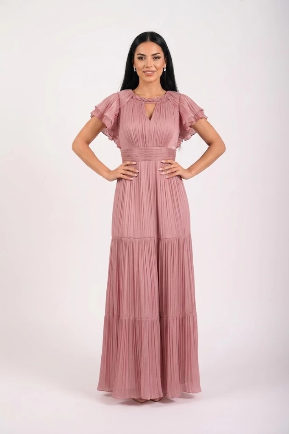 Rochie lunga din material plisat