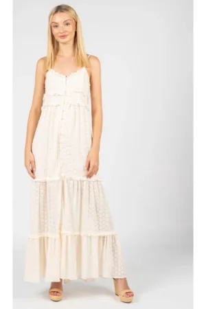 Rochie lunga drapta decorata cu volane - 36