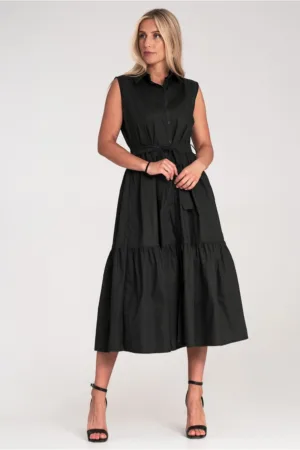 Rochie lunga eleganta - fara maneci - neagra - pentru vara -