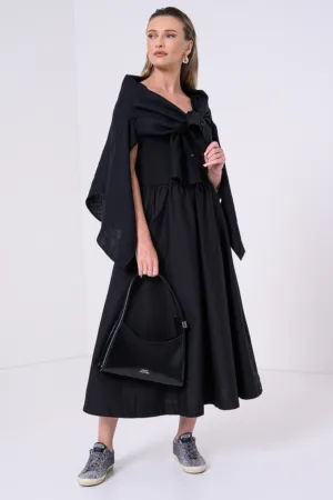 Rochie lunga evazata cu buzunare laterale