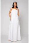 Rochie lunga fara bretele din in White 12635