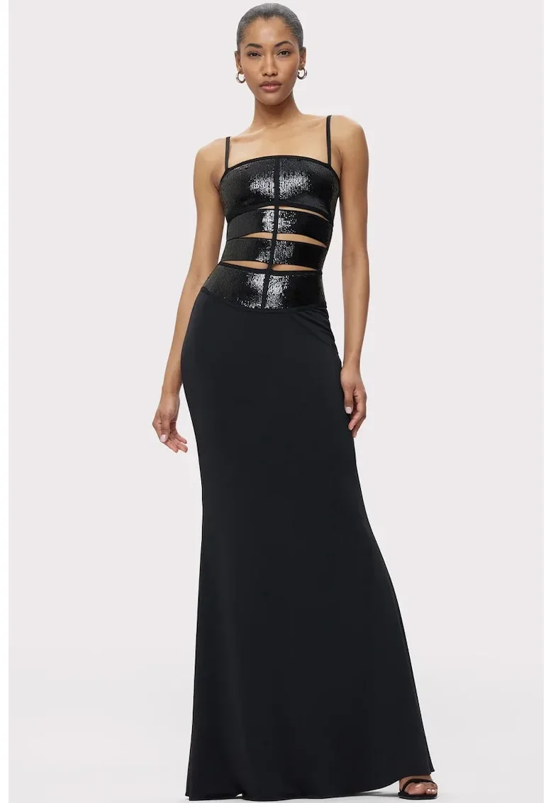 Rochie lunga fara maneci cu decupaje frontale