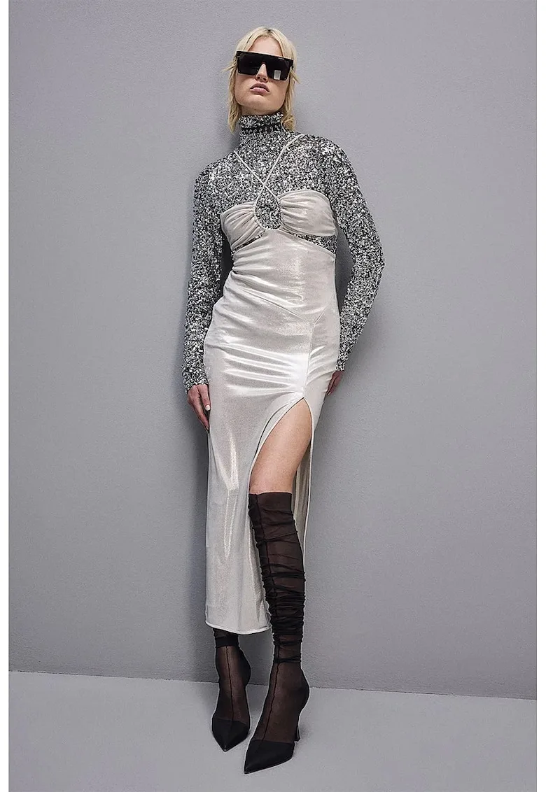 Rochie lunga fara maneci - decupata lateral