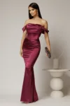 Rochie lunga magenta de ocazie din lycra cu croi mulat