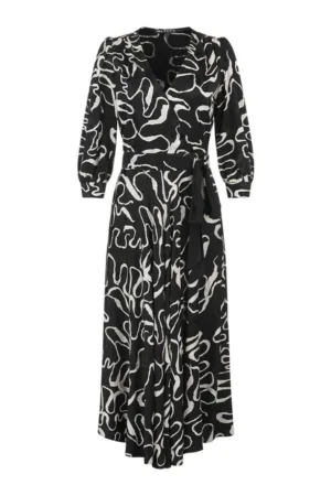 Rochie lunga petrecuta cu imprimeu